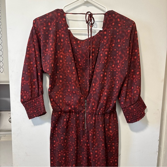 Alice + Olivia Leiby Red 3/4 Sleeves Wide Leg Jumpsuit Pants Size L - Picture 6 of 13